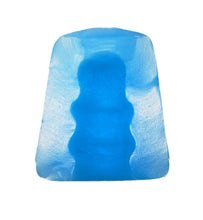 A ShotPocket pleasure sleeve cut in half to show the ribbed core.