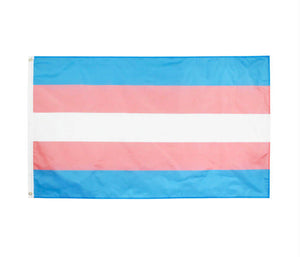 Unfolded trans pride flag.