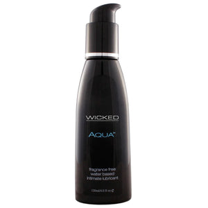 Wicked brand Aqua water based lubricant close up photo.