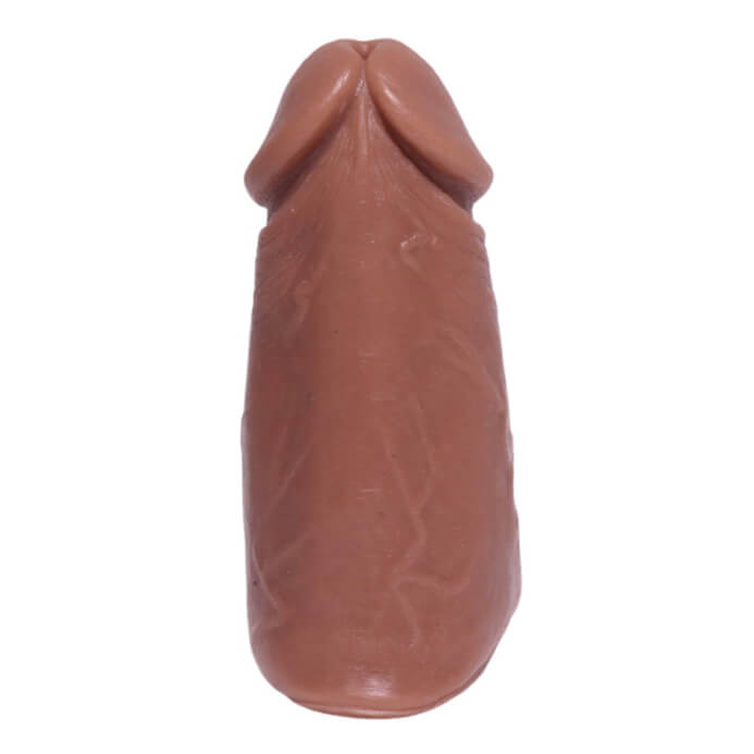 Bottom side of the 003 skin tone of the PeenPocket pleasure sleeve for transgender men.