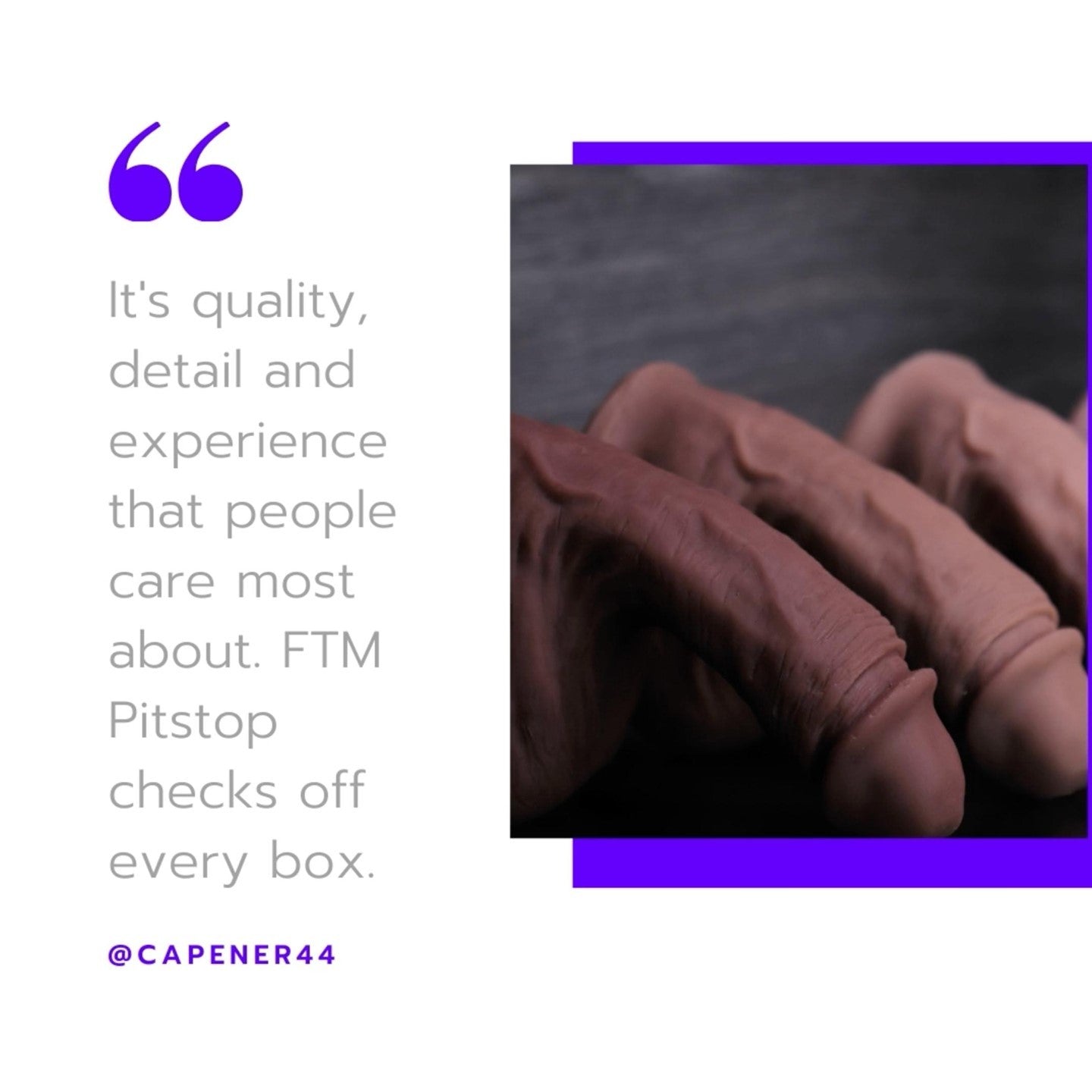 Testimonial, "It's quality, detail and experience that people care most about. FTM Pitstop checks off every box." Aaron Capener44