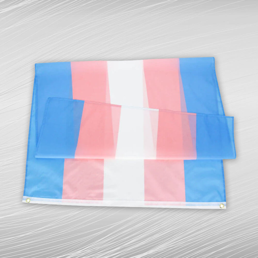 Trans flag folded.